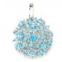 Genuine Blue Topaz Luxury 925 Sterling Silver Pendant Vintage New Free Ship