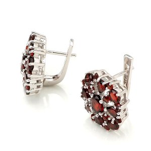New Red Genuine Garnet 925 Sterling Silver Clip Earrings Classic Free Shipping