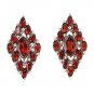 Clip 925 Sterling Silver Earrings Genuine Red Garnet Classic New Gift Free Ship