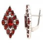 Clip 925 Sterling Silver Earrings Genuine Red Garnet Classic New Gift Free Ship