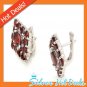 Clip 925 Sterling Silver Earrings Genuine Red Garnet Classic New Gift Free Ship