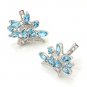 Heart Clip Genuine Blue Topaz 925 Sterling Silver Earrings Dec New Free Ship