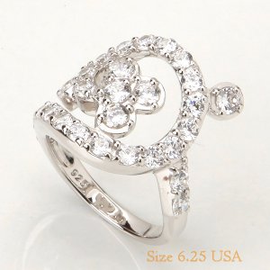 New Wedding Ring Engagement 925 Sterling Silver Luxury CZ Size 6.25 Free Ship