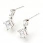 925 Sterling Silver Square Cubic Zirconia Dangle Stud Earrings New Free Ship