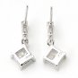 925 Sterling Silver Square Cubic Zirconia Dangle Stud Earrings New Free Ship
