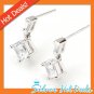 925 Sterling Silver Square Cubic Zirconia Dangle Stud Earrings New Free Ship