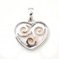 925 Sterling Silver Polished 2 Tone Vintage Heart Pendant New Valentine Gift