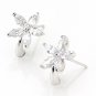 925 Sterling Silver Flower Clear Cubic Zirconia Stud Earrings New Free Shipping