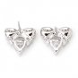 925 Sterling Silver Heart Cubic Zirconia Bow Stud Earring New Free Shipping