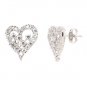 Heart Stud 925 Sterling Silver Earrings White Cubic Zirconia Valentine Gift