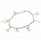 925 Sterling Silver Charms Cubic Zirconia Bracelet Valentine Gift Free Shipping