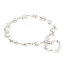 CHARM HEART BRACELET 925 STERLING SILVER CZ LOVE NEW!
