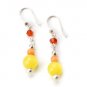 Summer Sale Yellow Cat Eye Orange Crystal Dangle 925 Sterling Silver Earring
