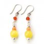 Summer Sale Yellow Cat Eye Orange Crystal Dangle 925 Sterling Silver Earring