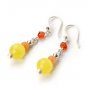 Summer Sale Yellow Cat Eye Orange Crystal Dangle 925 Sterling Silver Earring