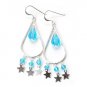 Summer Sale 925 Sterling Silver Blue Crystal Polish Star Earrings New Free Ship