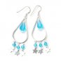 Summer Sale 925 Sterling Silver Blue Crystal Polish Star Earrings New Free Ship