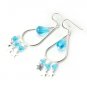 Summer Sale 925 Sterling Silver Blue Crystal Polish Star Earrings New Free Ship