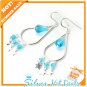 Summer Sale 925 Sterling Silver Blue Crystal Polish Star Earrings New Free Ship