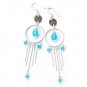 Summer Sale Blue Crystal 925 Sterling Silver Dangle Vintage Earrings Free Ship