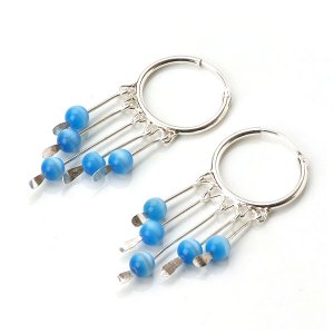Blue Cat Eye 925 Sterling Silver Dangle Earrings Jewelry New Free Ship Cute Gift