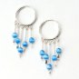 Blue Cat Eye 925 Sterling Silver Dangle Earrings Jewelry New Free Ship Cute Gift