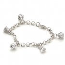 Love New Fashion Gifts Charm .925 Silver Cubic Zirconia 6.25" Bracelet Free Ship