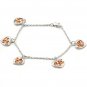 Valentine Gift Fashion .925 Sterling SIlver 2 Tone Heart  6.25" Bracelet Kid's