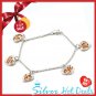 Valentine Gift Fashion .925 Sterling SIlver 2 Tone Heart 6.25" Bracelet Kid's
