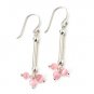 Pink Cat Eye Chandelier 925 Sterling Silver Earrings Gift Free Ship