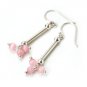 Pink Cat Eye Chandelier 925 Sterling Silver Earrings Gift Free Ship