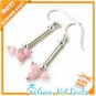 Pink Cat Eye Chandelier 925 Sterling Silver Earrings Gift Free Ship