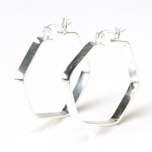Hexagon 925 Sterling Silver Earring Vintage Classic New Free Shipping Costume