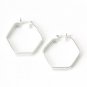 Hexagon 925 Sterling Silver Earring Vintage Classic New Free Shipping Costume