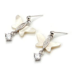 Inspire Butterfly Gen MOP White CZ Stud Earring Jewelry 925 Sterling Silver Gift