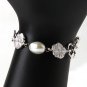 Inspire Jewelry Freshwater Pearl Gen Diamond Flower Bracelet 925 Sterling Silver