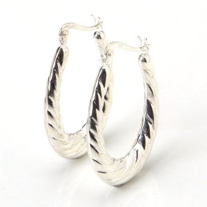 New Polish Puff Scalloped 925 Sterling Silver Hoop Huggie Earrings Free Shipping