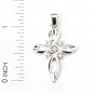 Cross Pendant Sterling Silver Polish Cubic Zirconia New Cute Gift Free Shipping