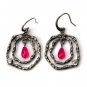 Halloween 925 Sterling Silver Grand Flower Oxidize Dangle Earring Vintage New
