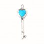 Valentine Gift Turquoise Heart Key 925 Sterling Silver Pendant Vintage Fashion