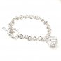 New Fashion Lady's Bracelet 925 Silver Square Cubic Zirconia Charm 6.25" Cute