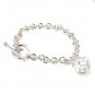 New Fashion Lady's Bracelet 925 Silver Square Cubic Zirconia Charm 6.25" Cute
