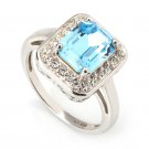 New Wedding Gift Cocktail Ring Blue Topaz Sz 8 USA 925 Sterling Silver Ring