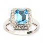 New Wedding Gift Cocktail Ring Blue Topaz Sz 8 USA 925 Sterling Silver Ring