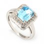 New Wedding Gift Cocktail Ring Blue Topaz Sz 8 USA 925 Sterling Silver Ring
