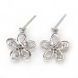 New Luxury Flower Stud Earrings 925 Sterling Silver Cubic Zirconia Free Shipping