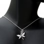 925 Sterling Silver Butterfly Cubic Zirconia Pendant 18" Chain New Free Shipping