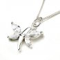 925 Sterling Silver Butterfly Cubic Zirconia Pendant 18" Chain New Free Shipping