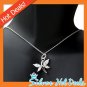 925 Sterling Silver Butterfly Cubic Zirconia Pendant 18" Chain New Free Shipping