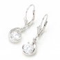 925 Sterling Silver CZ Center Dangle Hoop Huggie Earrings New Free Shipping